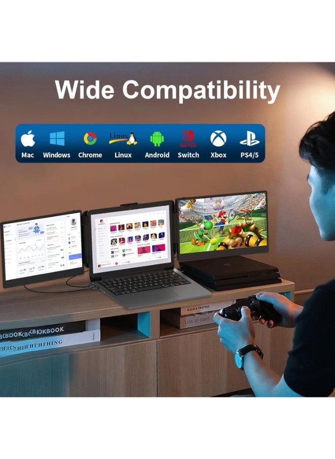 V2COM - Laptop Screen Extender, 14'' FHD 1080P IPS Ultra-Thin Dual/Triple Monitor Display, HDMI/USB-C Plug-Play Portable Monitor for Laptop, Built-in Speakers(Mac, Win, Android) - Image 1