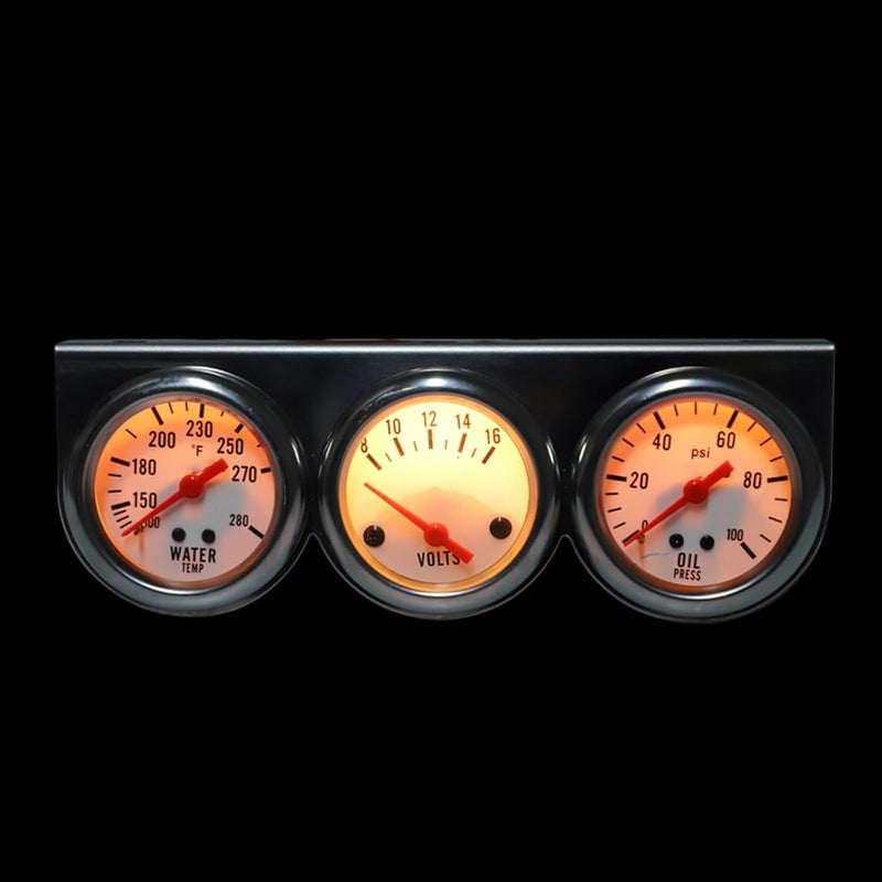 Mechanical Triple Gauge Car Voltage+Oil Pressure+Water Temp Meter Voltmeter Water Temp Oil Press Meter Pressure - Image 3