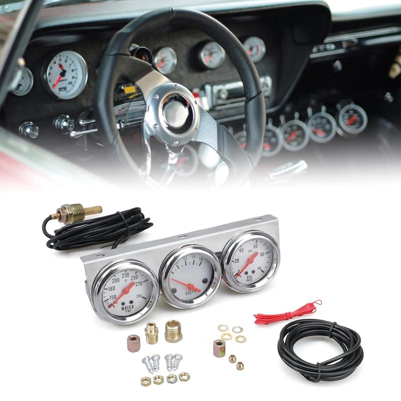 Mechanical Triple Gauge Car Voltage+Oil Pressure+Water Temp Meter Voltmeter Water Temp Oil Press Meter Pressure - Image 2