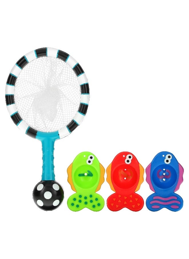 Sassy, Developmental Bath Toy, Catch 'n Count Net,  6 + Months, 4 Piece Set