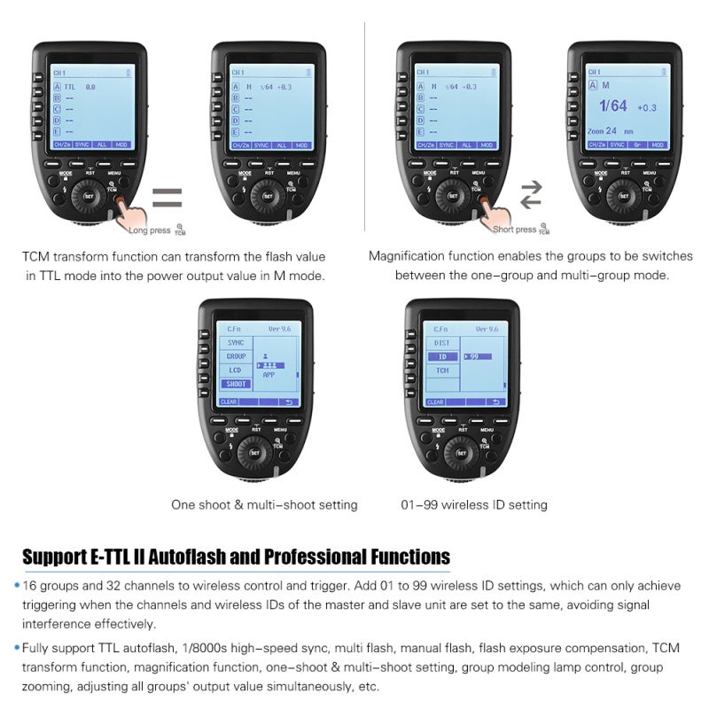 Flash Trigger: 2.4G Wireless X System, 16 Groups 32 Channels, 1/8000s High-Speed Sync - Anti-Interference ID Settings, Large LCD Panel for Canon EOS Series Cameras - Image 2