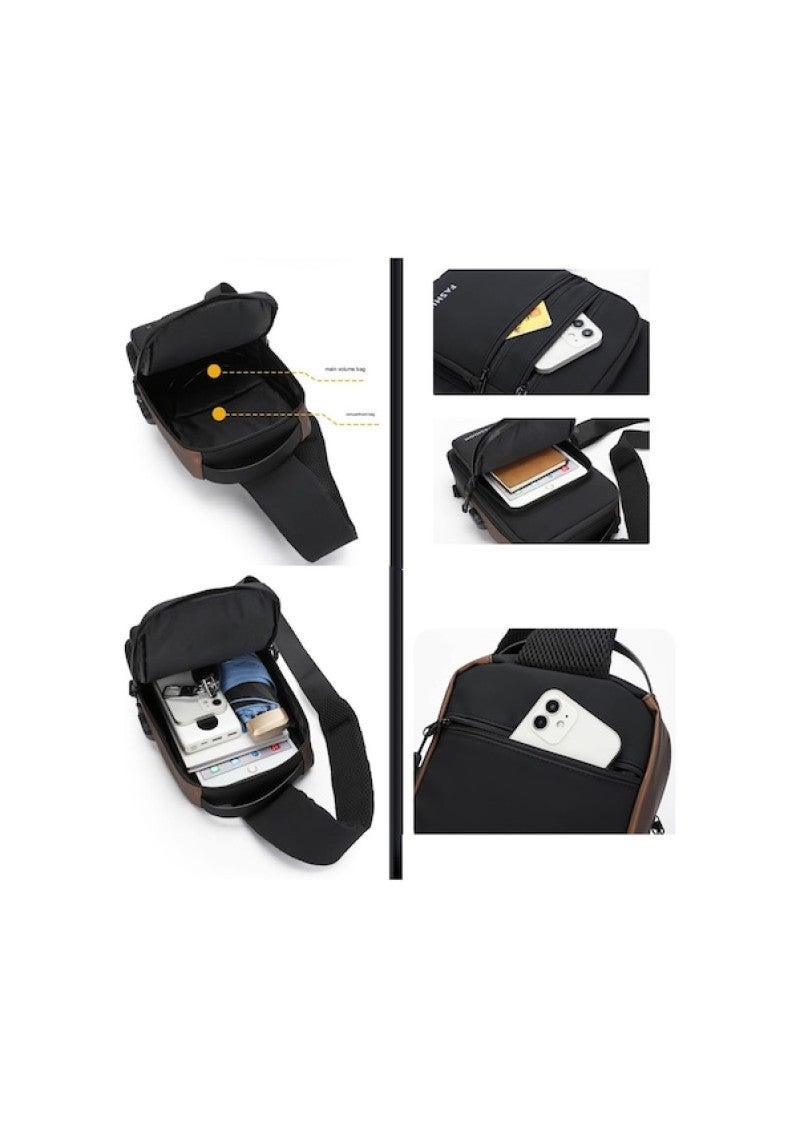 Single Strap Chest Shoulder Bag: Waterproof High-Quality Oxford Cloth, 17×7×29 Cm - USB Charging Port Bag for Daily Commute & Outdoor Use - Image 3
