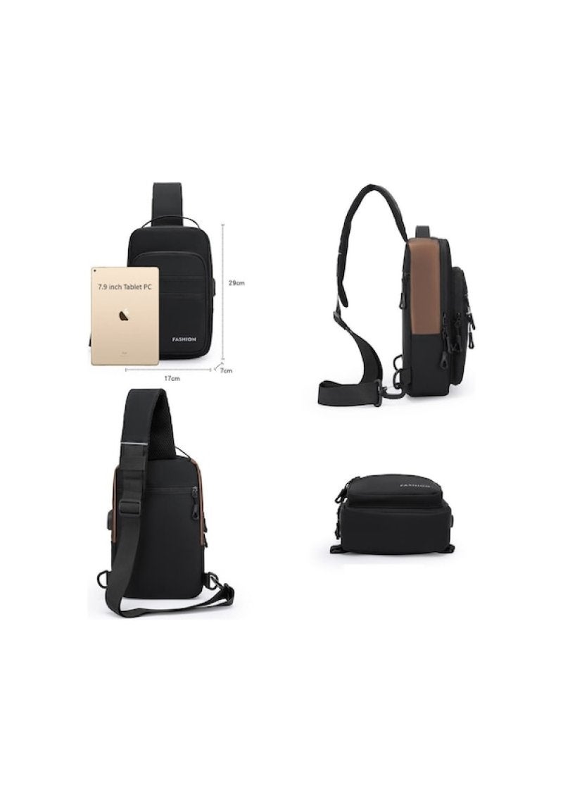 Single Strap Chest Shoulder Bag: Waterproof High-Quality Oxford Cloth, 17×7×29 Cm - USB Charging Port Bag for Daily Commute & Outdoor Use - Image 4