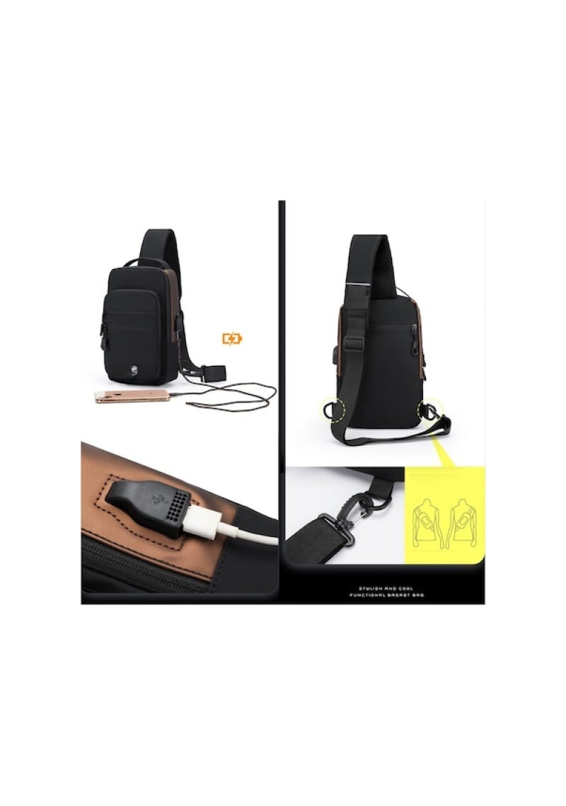Single Strap Chest Shoulder Bag: Waterproof High-Quality Oxford Cloth, 17×7×29 Cm - USB Charging Port Bag for Daily Commute & Outdoor Use - Image 5