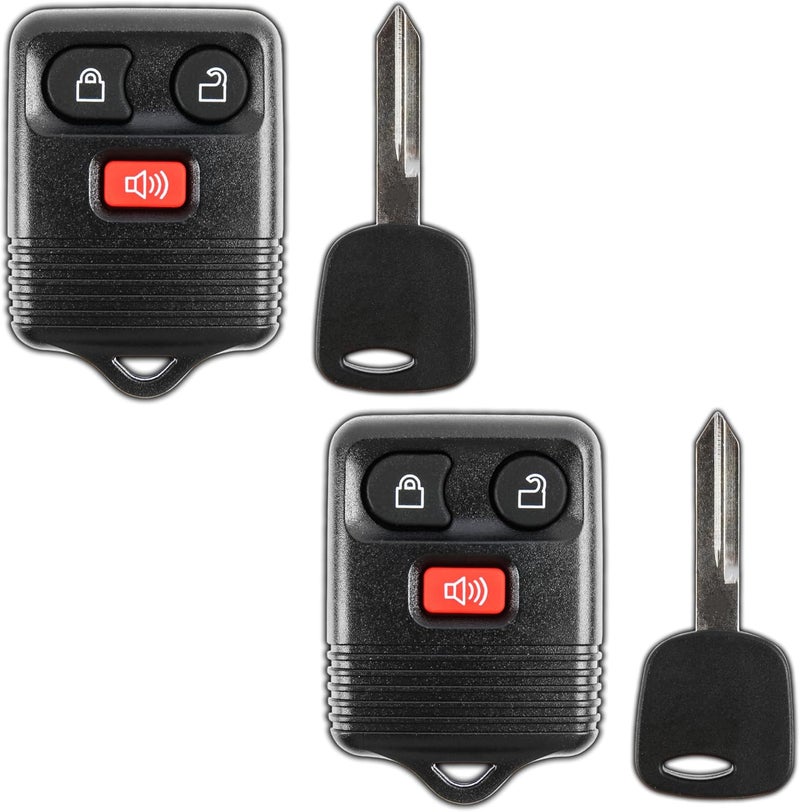KeylessOption Keyless Entry Remote Fob Car Ignition Uncut Key for Ford F-150 F-250 Ranger Explorer Expedition Excurions Navigator CWTWB1U345 (Pack of 2) - Image 1