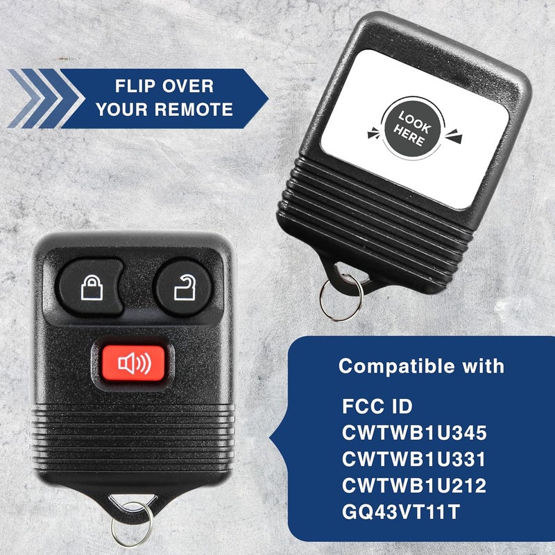 KeylessOption Keyless Entry Remote Fob Car Ignition Uncut Key for Ford F-150 F-250 Ranger Explorer Expedition Excurions Navigator CWTWB1U345 (Pack of 2) - Image 4