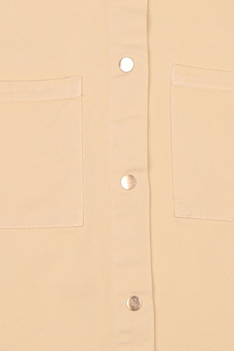 Threadbare Women Long Sleeve Solid Denim Jacket Shirt, Beige - Image 5