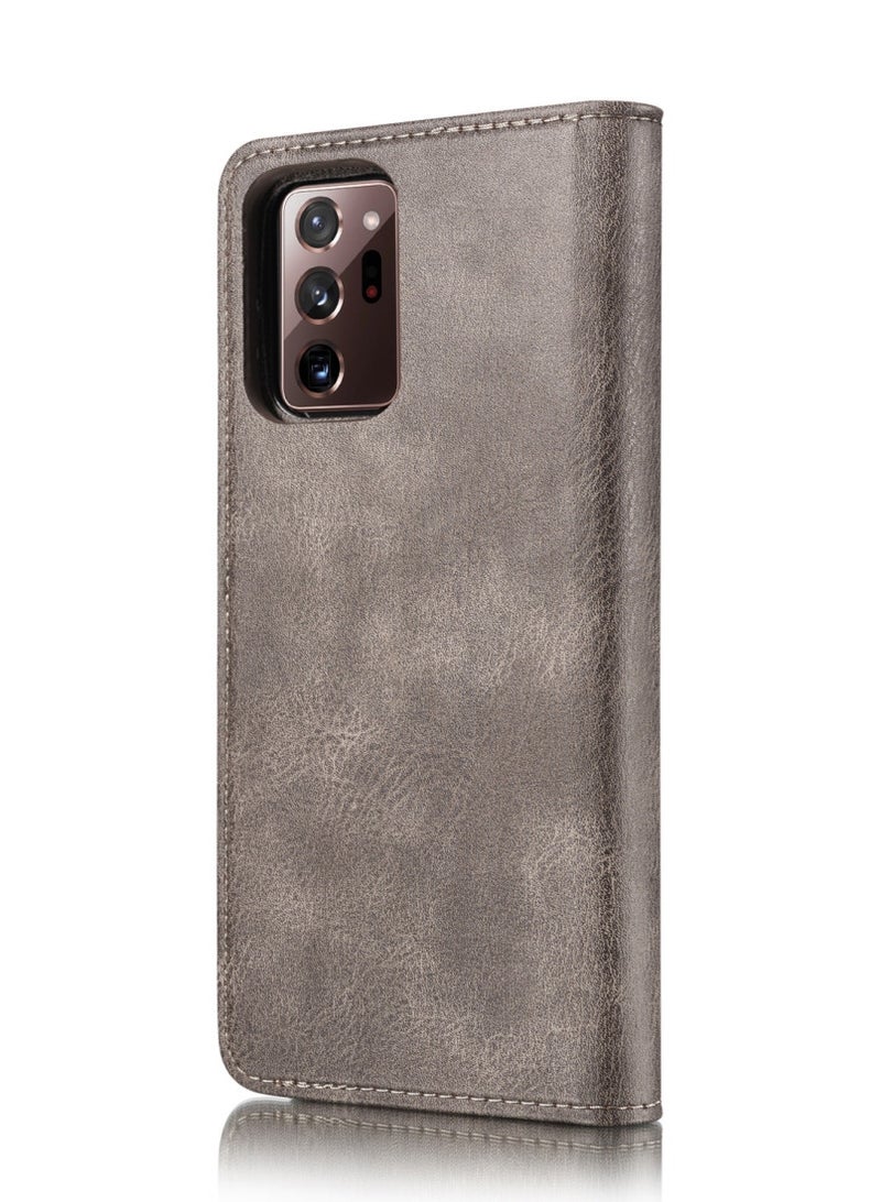 DGMING CaseMe Samsung Galaxy Note 20 Ultra 5G DG.MING Crazy Horse Texture Detachable Magnetic Leather Case - Grey - Image 3