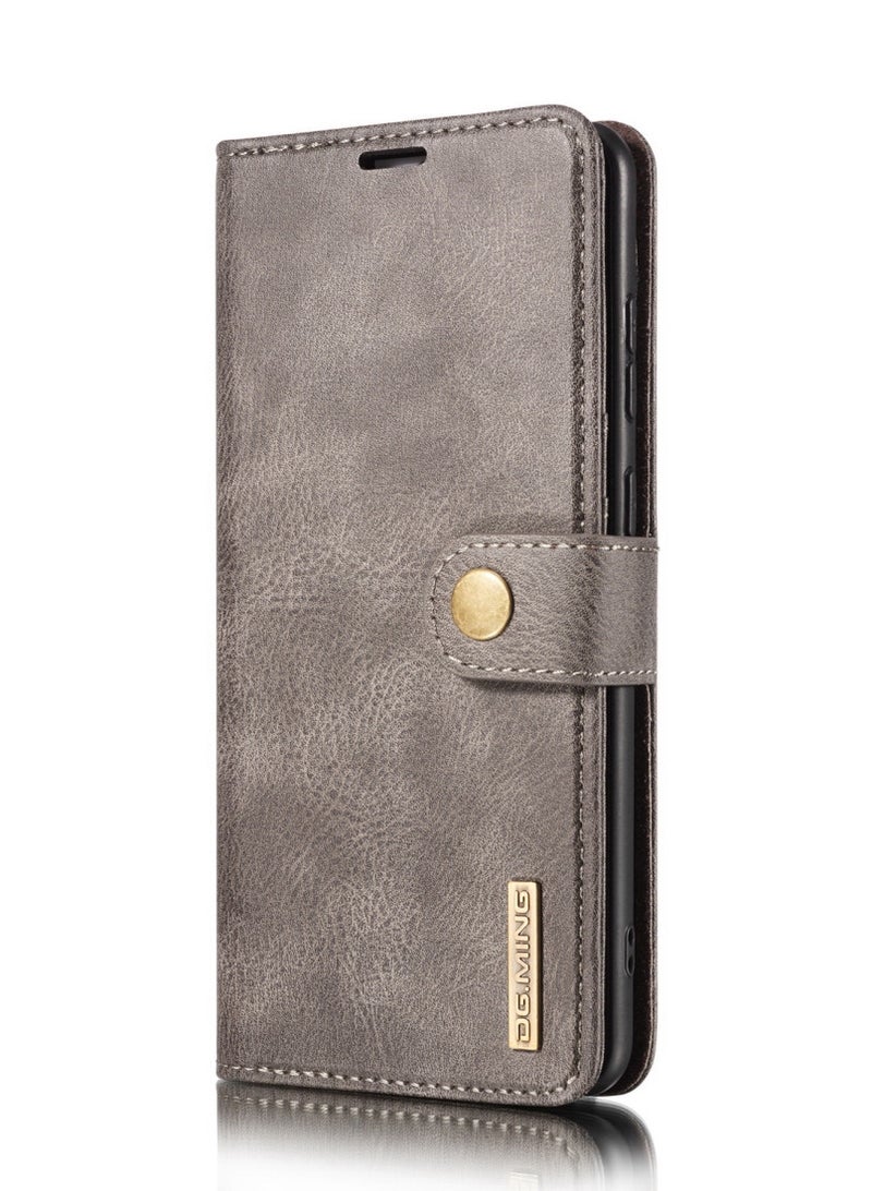 DGMING CaseMe Samsung Galaxy Note 20 Ultra 5G DG.MING Crazy Horse Texture Detachable Magnetic Leather Case - Grey - Image 2