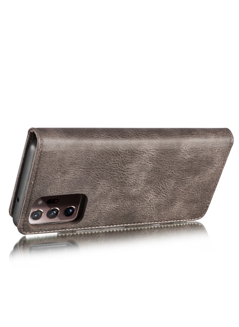 DGMING CaseMe Samsung Galaxy Note 20 Ultra 5G DG.MING Crazy Horse Texture Detachable Magnetic Leather Case - Grey - Image 4