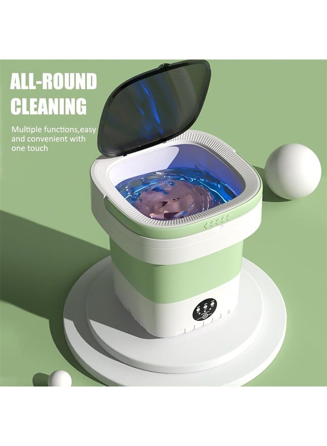 Mini Washing Machine, Foldable Portable Washing Machine, 12 L Large Capacity, Small Collapsible Laundry Washer for Apartment, Travel, RV, Underwears, Socks, Baby Clothes, Green