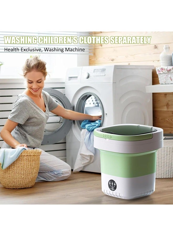 Mini Washing Machine, Foldable Portable Washing Machine, 12 L Large Capacity, Small Collapsible Laundry Washer for Apartment, Travel, RV, Underwears, Socks, Baby Clothes, Green