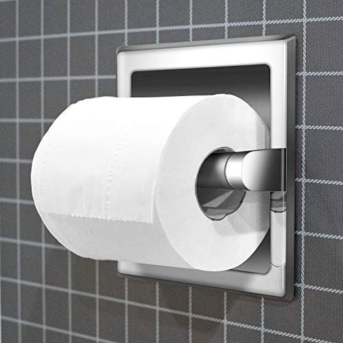 POKIM Smack Polished Chrome Recessed Toilet Paper Holder, Bathroom Wall Mount Recessed Toilet Tissue Roll Paper Holder Include Rear Mounting Bracket - Image 2