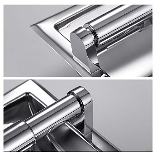 POKIM Smack Polished Chrome Recessed Toilet Paper Holder, Bathroom Wall Mount Recessed Toilet Tissue Roll Paper Holder Include Rear Mounting Bracket - Image 3