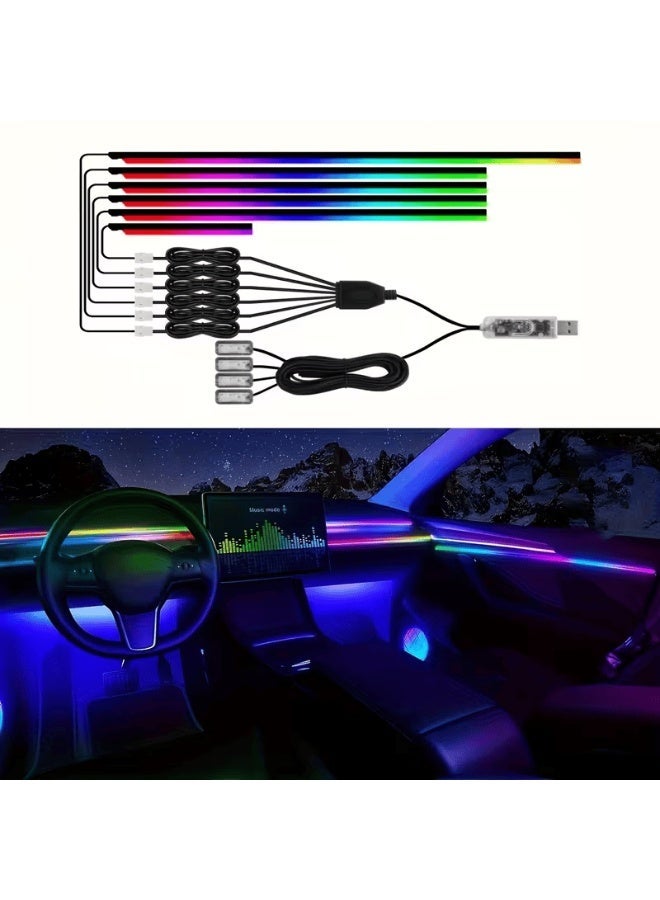 شريط إضاءة محيطية LED متعدد الألوان (قوس قزح) لمقصورة السيارة يعمل بمنفذ USB – إضاءة نيون مرنة للوحة القيادة، وغرف الألعاب، وخلفية التلفاز، والديكور المنزلي. - Image 1