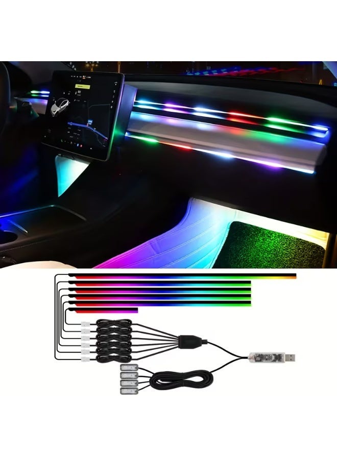 شريط إضاءة محيطية LED متعدد الألوان (قوس قزح) لمقصورة السيارة يعمل بمنفذ USB – إضاءة نيون مرنة للوحة القيادة، وغرف الألعاب، وخلفية التلفاز، والديكور المنزلي. - Image 2