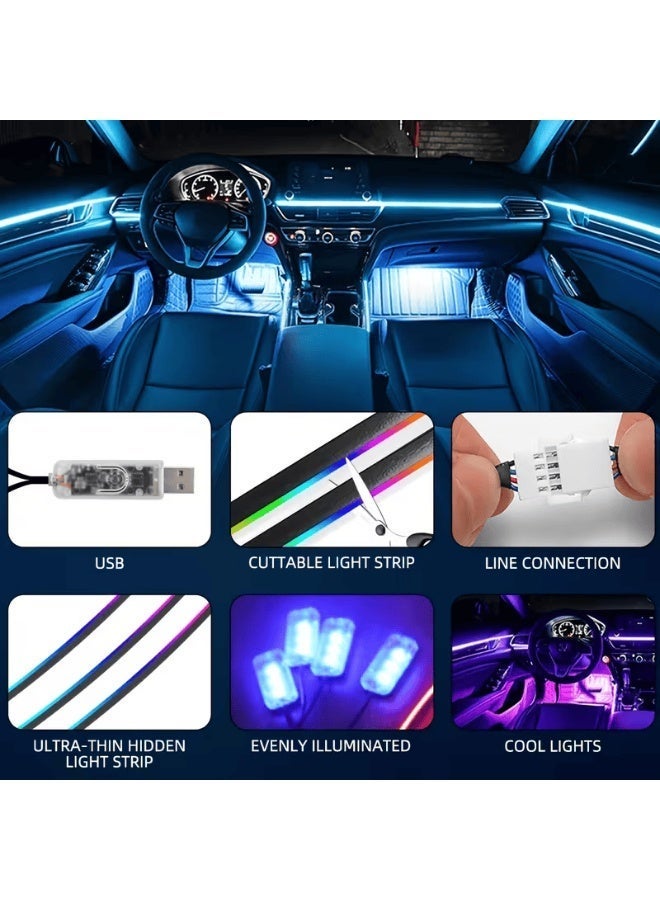 شريط إضاءة محيطية LED متعدد الألوان (قوس قزح) لمقصورة السيارة يعمل بمنفذ USB – إضاءة نيون مرنة للوحة القيادة، وغرف الألعاب، وخلفية التلفاز، والديكور المنزلي. - Image 5