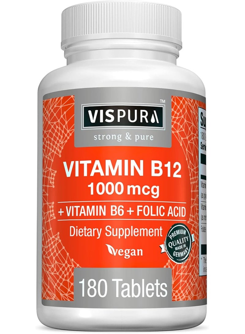 VISPURA Vitamin B12 1000mcg with Vitamin B6,Folic acid 180 Tablets - Image 1