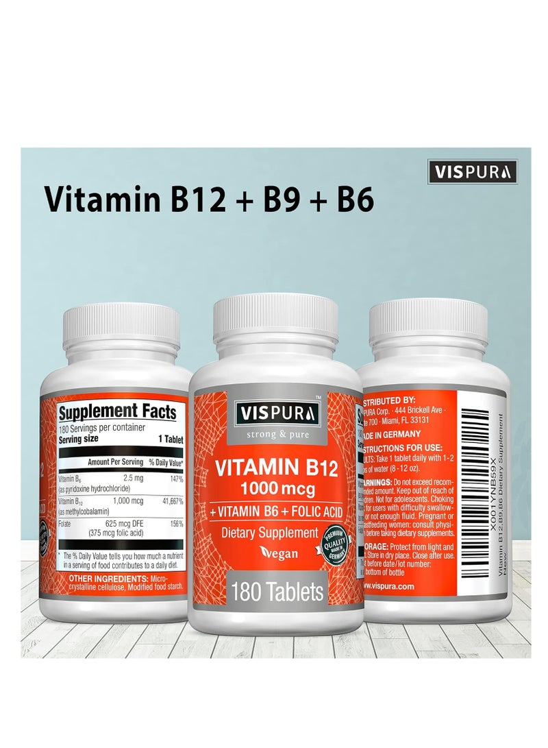 VISPURA Vitamin B12 1000mcg with Vitamin B6,Folic acid 180 Tablets - Image 2