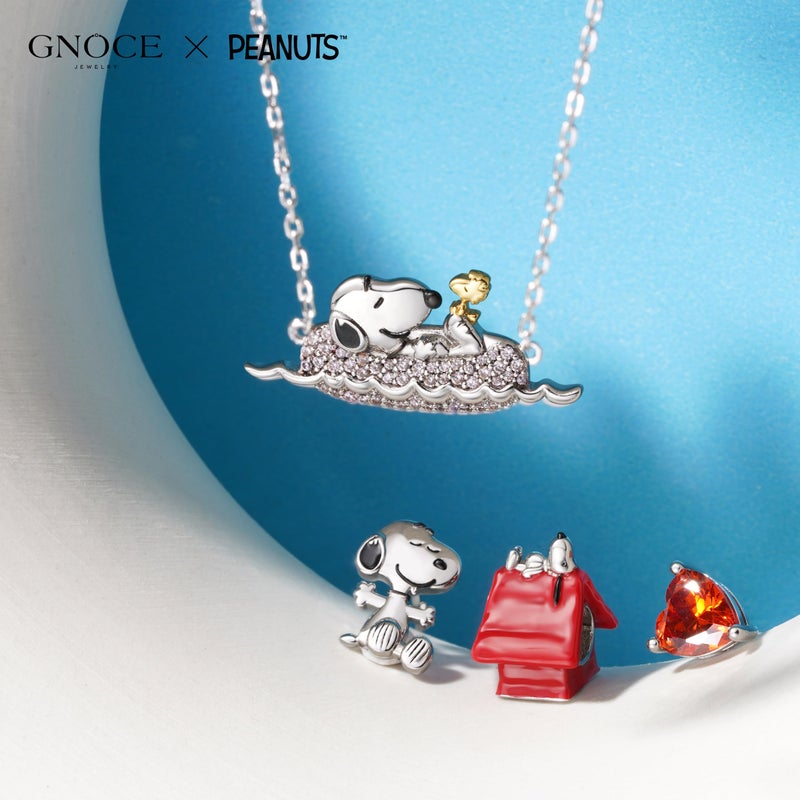 Gnoce Peanuts "Find Your True Love" Snoopy Heart Ruby Stud Earrings for Women, S925 Sterling Silver Stud Earrings for Her Wife, Valentineâ€˜s Day, Motherâ€™s Day Jewelry - Image 4