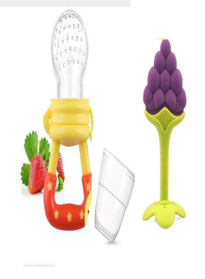 Gilli shopee Baby Teether Silicone Teether for 6 to 12 Months Baby Bpa Free, Teething Toy for Babies Grapes & Yellow Pacifier - Image 1
