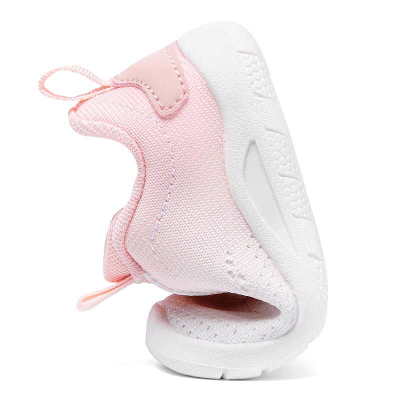Morendl Toddler Sneakers Baby Slip On Walking Shoes Non-Slip Breathable Boys & Girls Running Shoes Infant Tennis Shoes White Pink 7 Toddler - Image 5