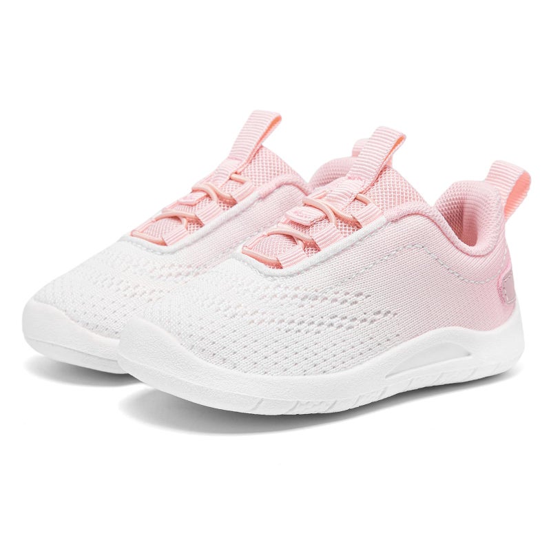 Morendl Toddler Sneakers Baby Slip On Walking Shoes Non-Slip Breathable Boys & Girls Running Shoes Infant Tennis Shoes White Pink 7 Toddler - Image 1