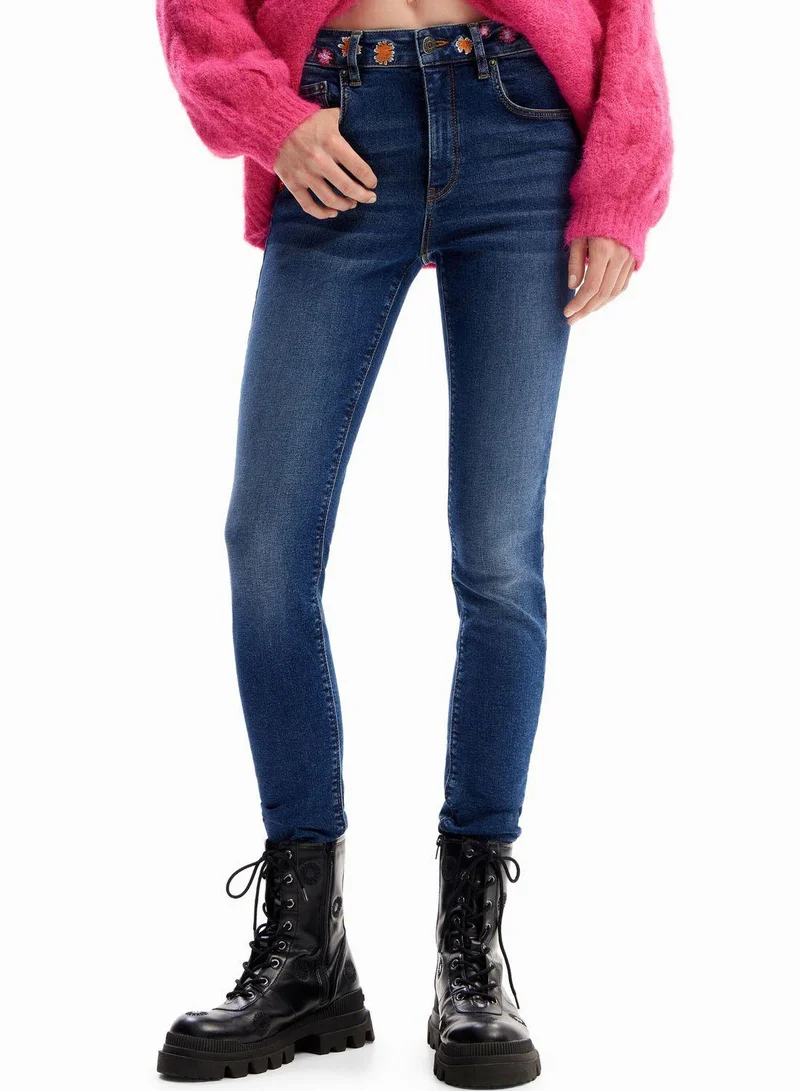 DESIGUAL Embroidered Floral Skinny Jeans