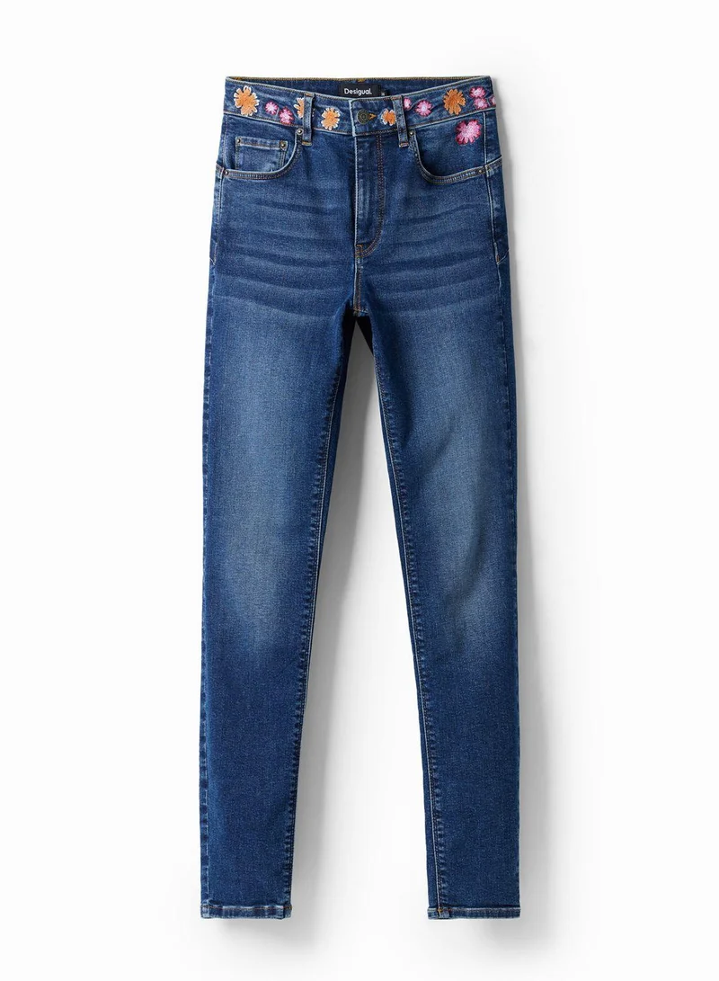 DESIGUAL Embroidered Floral Skinny Jeans