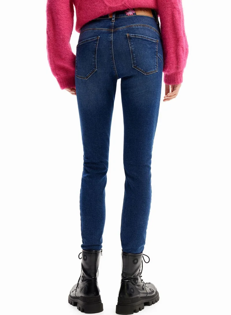DESIGUAL Embroidered Floral Skinny Jeans