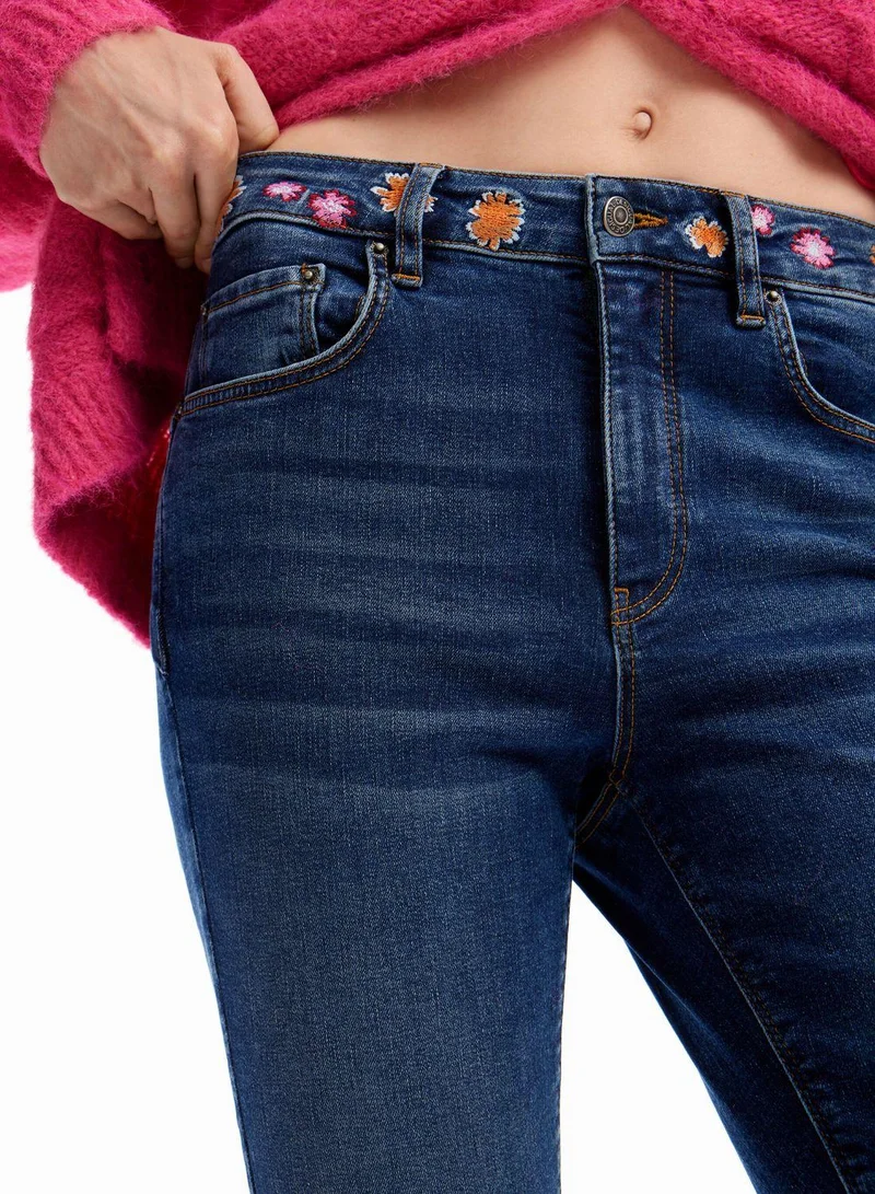 DESIGUAL Embroidered Floral Skinny Jeans