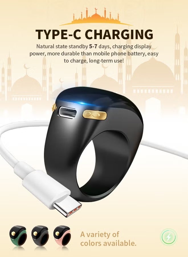 Rock Pow 99999 Count Tasbeeh Ring Roller Smart Counter with Vibration Reminder and Automatic Counting  Adjustable Ring Perfect for Men and Women - Image 3