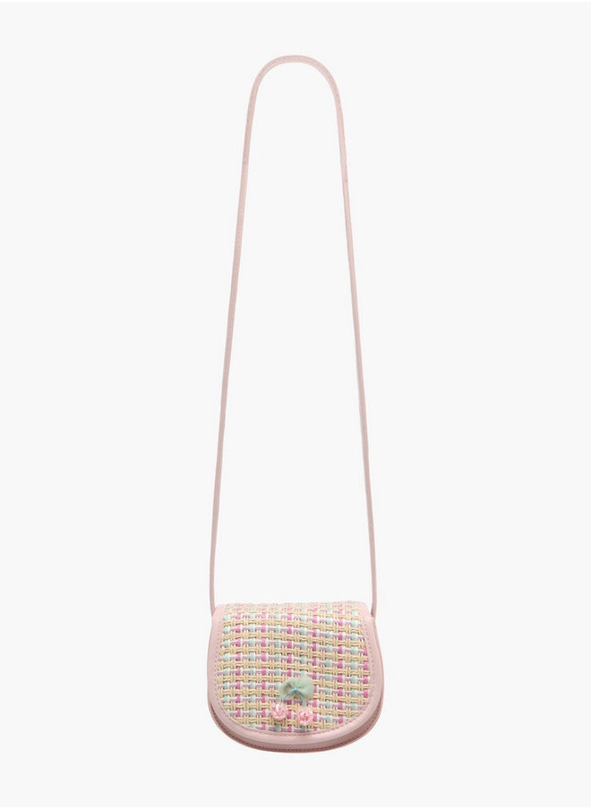 Flora Bella By Shoexpress Girls Textured Crossbody Bag with Strap Handle and Flap Closure  - Image 2