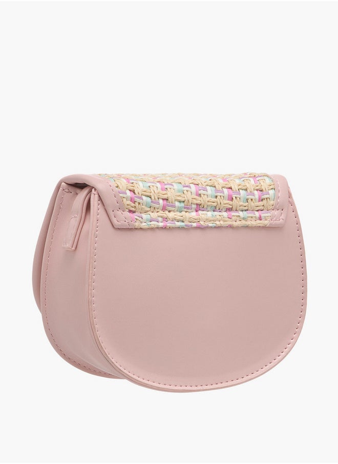 Flora Bella By Shoexpress Girls Textured Crossbody Bag with Strap Handle and Flap Closure  - Image 3