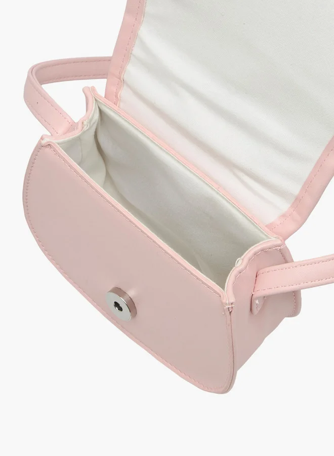 Flora Bella By Shoexpress Girls Textured Crossbody Bag with Strap Handle and Flap Closure