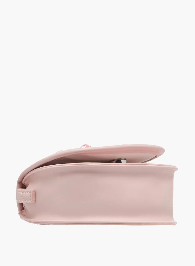 Flora Bella By Shoexpress Girls Textured Crossbody Bag with Strap Handle and Flap Closure