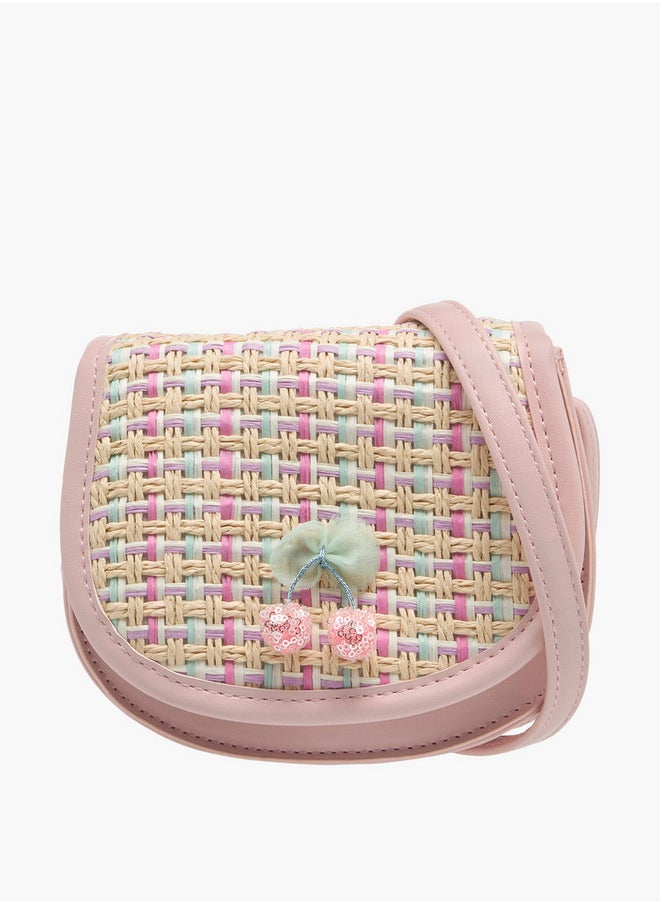 Flora Bella By Shoexpress Girls Textured Crossbody Bag with Strap Handle and Flap Closure  - Image 1