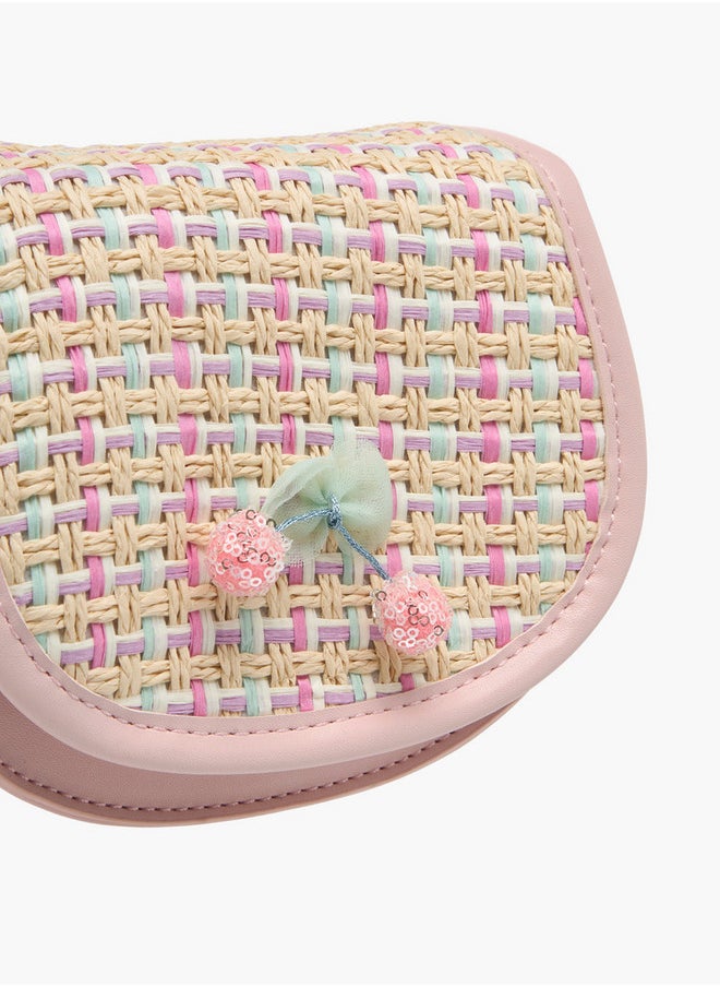 Flora Bella By Shoexpress Girls Textured Crossbody Bag with Strap Handle and Flap Closure  - Image 4