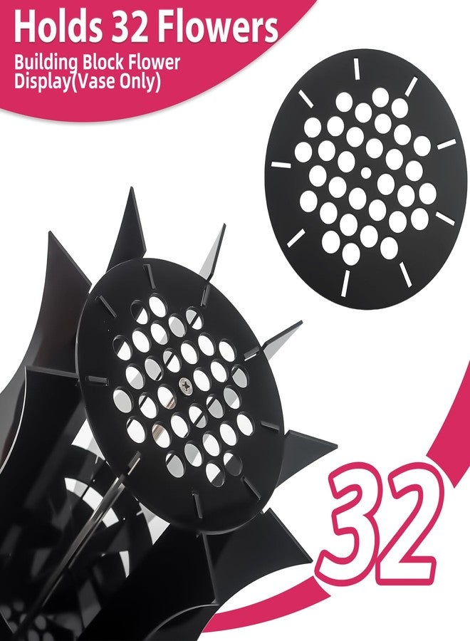 Taladad Vase Holder fit for Lego Flowers Bouquet - Acrylic Puzzle Vase fit for Lego Botanical Collection Building Set, Adult Gift Display Stand for Roses Orchid Sunflower Tulips Daffodils Lotus (Black) - Image 2