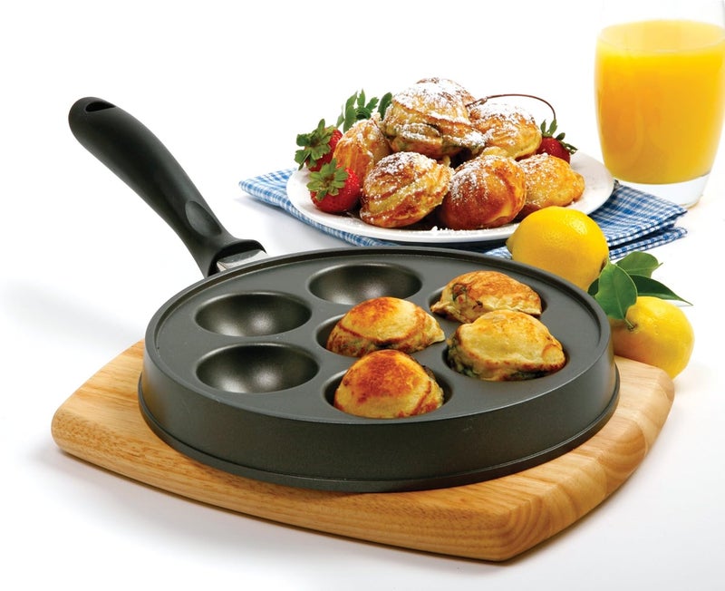 Norpro Nonstick Stuffed Pancake Pan, Munk/Aebleskiver/Ebelskiver 16.5″ x 9″ x 1.25″ Black - Image 4