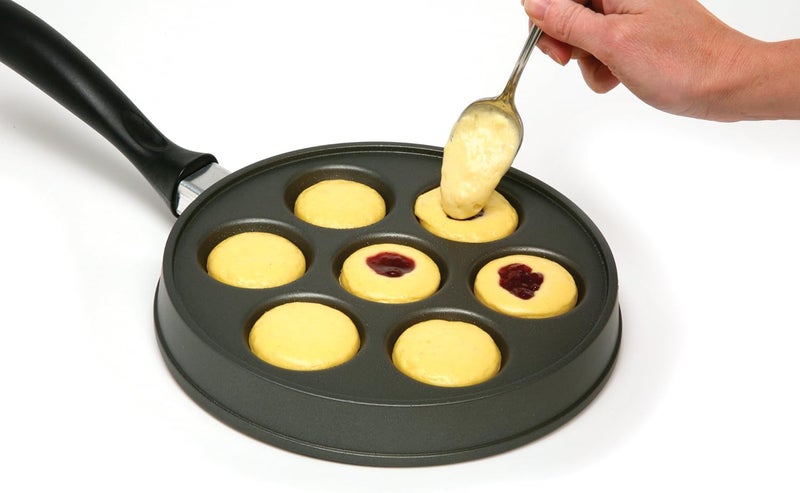 Norpro Nonstick Stuffed Pancake Pan, Munk/Aebleskiver/Ebelskiver 16.5″ x 9″ x 1.25″ Black - Image 2