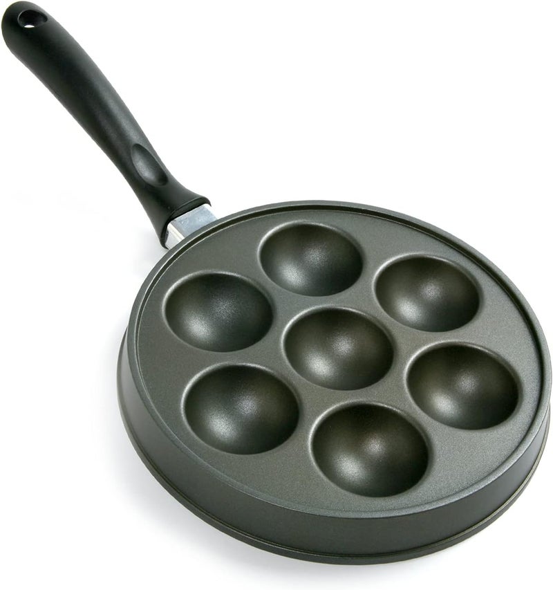 Norpro Nonstick Stuffed Pancake Pan, Munk/Aebleskiver/Ebelskiver 16.5″ x 9″ x 1.25″ Black - Image 1