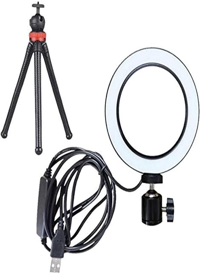 Camera - Camera Ring Light 18cm with Gorilla Stand, USB, White - Image 1