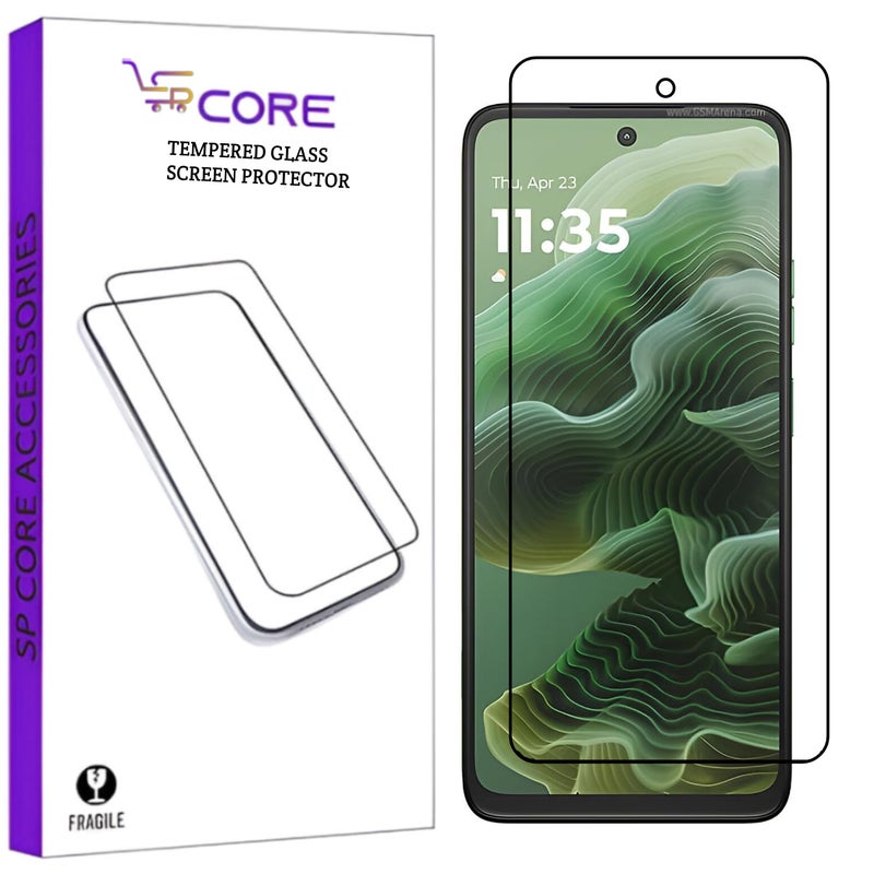 SPCORE Tempered Glass Screen Protector Compatible For Motorola Moto G35 (Black) With Edge To Edge Coverage And Easy Installation Kit (Pack of 1) - Image 1
