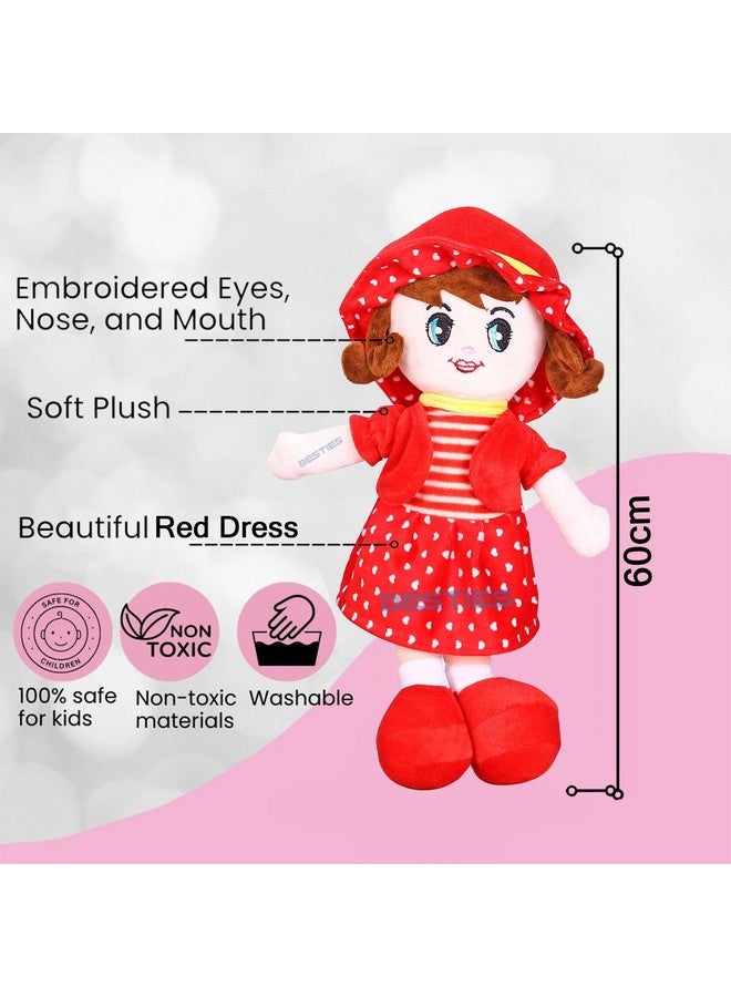 Glance Soft Cute Looking Beautiful Doll | Attractive Stuffed Toys | Grab Your Attention on Little Darling Doll (Red Winky, Doll 60 cm) - Image 3