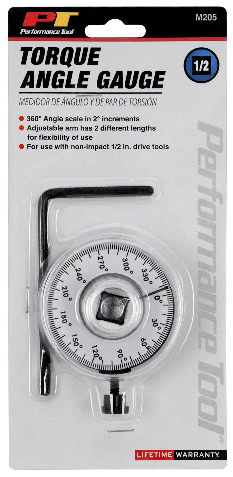 Performance Tool M205 1/2-Inch Torque Angle Gauge Tool, 360 Degree Angle Scale - Image 2