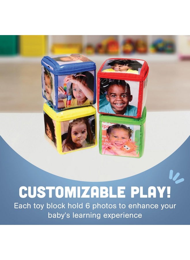 Constructive Playthings Customizable Stacking Block Toys With Photo Pockets For Ages 12 Months+, Toddler Soft Foam Building Blocks, Builds Fine Motor Skills, Multicolor  - Image 3