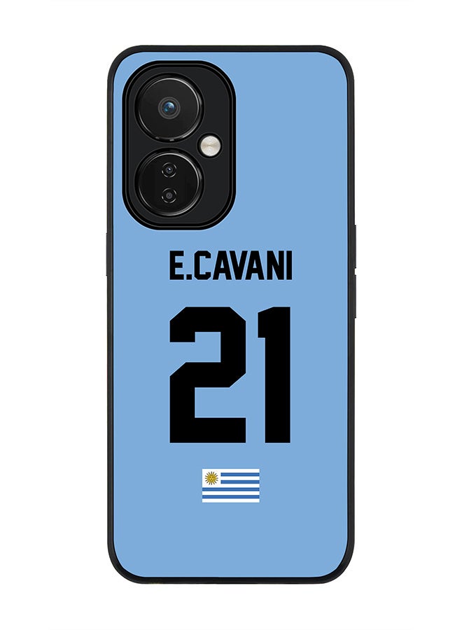 Stylizedd Rugged Black edge case for Nord CE 3 Lite Slim fit Soft Case Flexible Rubber Edges Anti Drop TPU Gel Thin Cover-Uruguay Player Name - E.Cavani - Image 1
