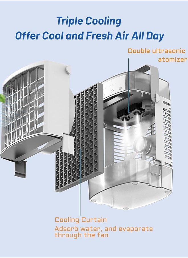 Garlo - Portable Air Conditioners, 1600ML Mini Air Cooler Evaporative Personal, 3 Wind Speed, 2-4-8H Timer, 3 Modes, Colorful Night Light, Portable for Room, Car, Bedroom - Image 1