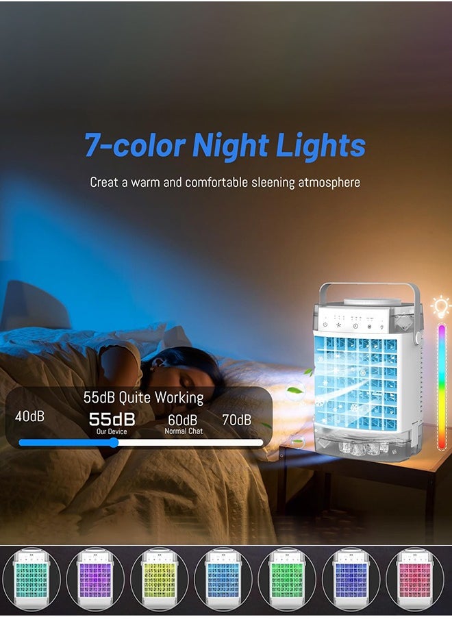 Garlo - Portable Air Conditioners, 1600ML Mini Air Cooler Evaporative Personal, 3 Wind Speed, 2-4-8H Timer, 3 Modes, Colorful Night Light, Portable for Room, Car, Bedroom - Image 1